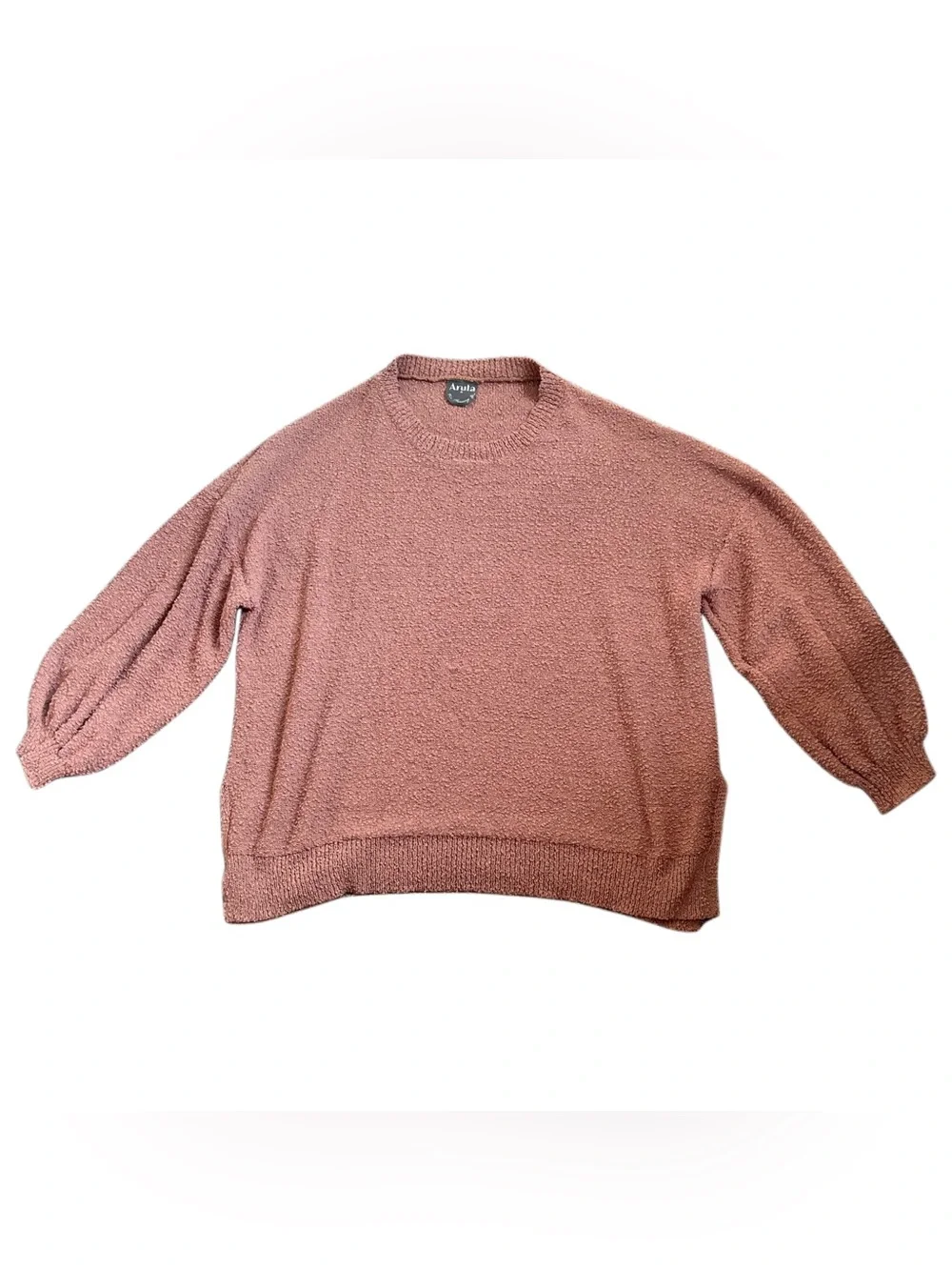 ARULA Mauve Cozy Bubble Fuzz Pullover Sweater